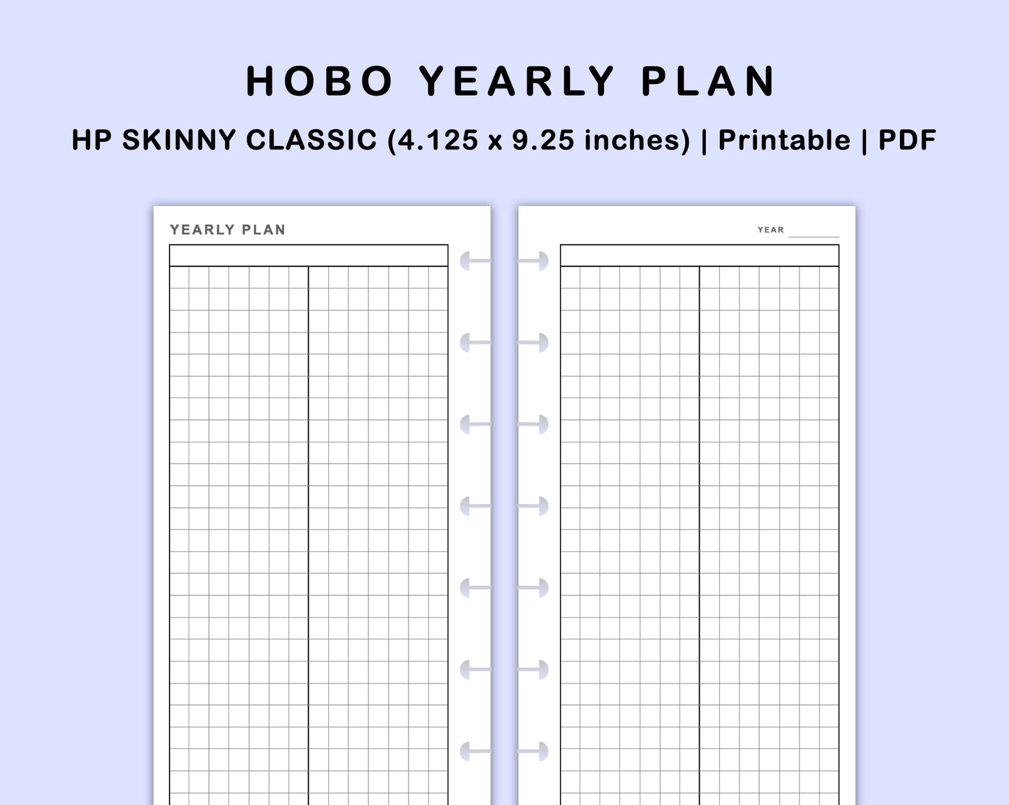 Skinny Classic HP Inserts - Yearly Plan - Hobonichi