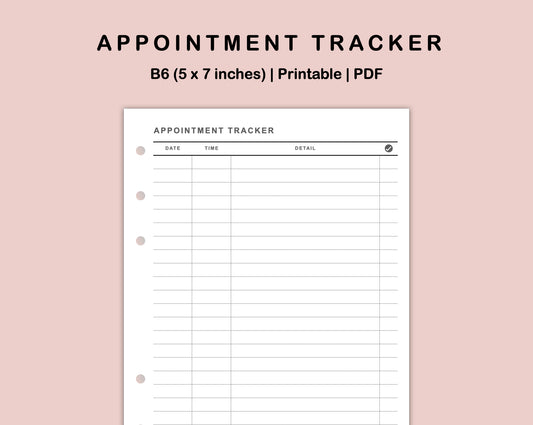 B6 Inserts - Appointment Tracker