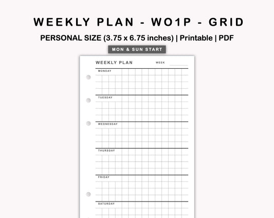 Personal Inserts - Weekly Plan - WO1P - Grid