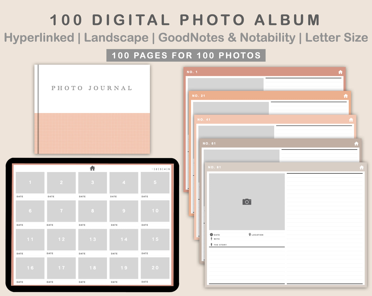 100 Digital Photo Album - Neutral