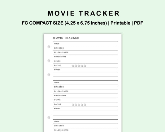 FC Compact Inserts - Movie Tracker