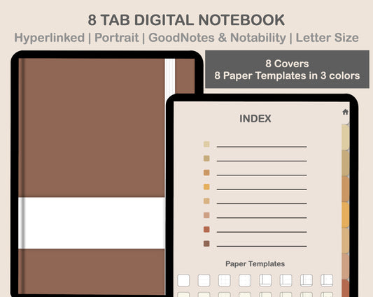Digital Notebook 8 Tab - Portrait - Warm