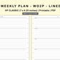 Classic HP Inserts - Weekly Plan - WO2P - Lined