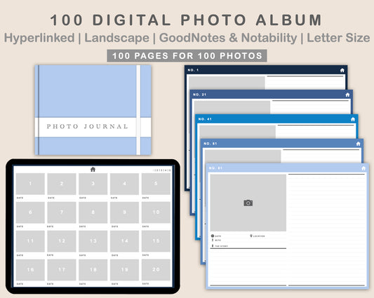 100 Digital Photo Album - Classic Blue