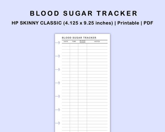 Skinny Classic HP Inserts - Blood Sugar Tracker