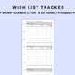 Skinny Classic HP Inserts - Wish List Tracker by Wish List For