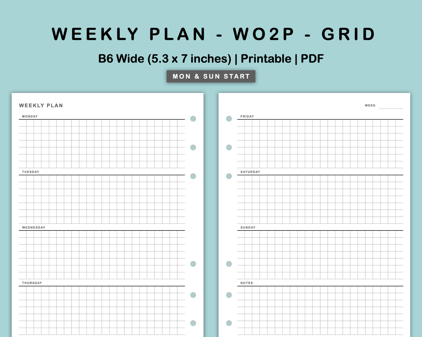 B6 Wide Inserts - Weekly Plan - WO2P - Grid