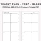 Personal Inserts - Yearly Plan - YO2P - Blank