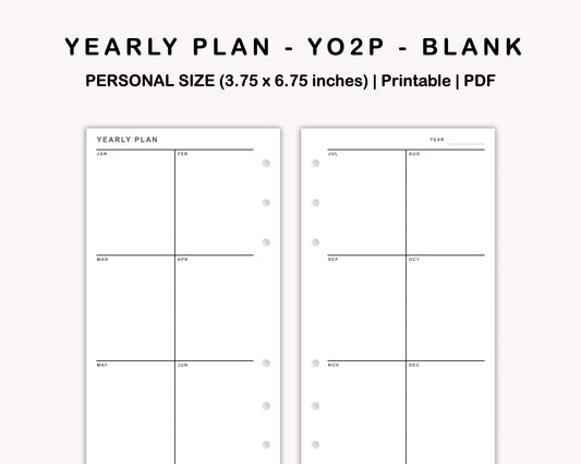 Personal Inserts - Yearly Plan - YO2P - Blank