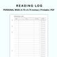 Personal Wide Inserts - Reading Log