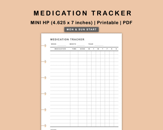 Mini Happy Planner Inserts - Medication Tracker