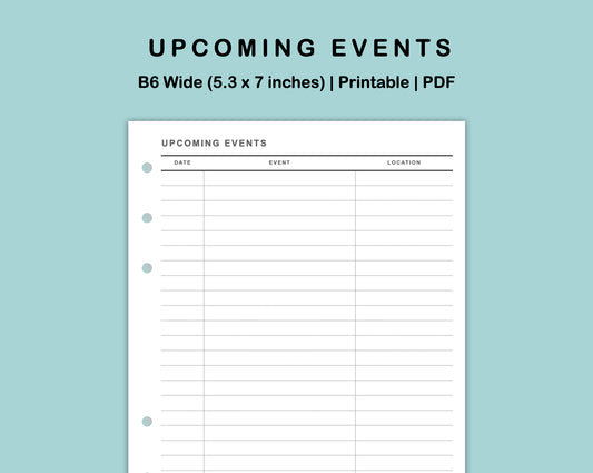 B6 Wide Inserts - Upcoming Event