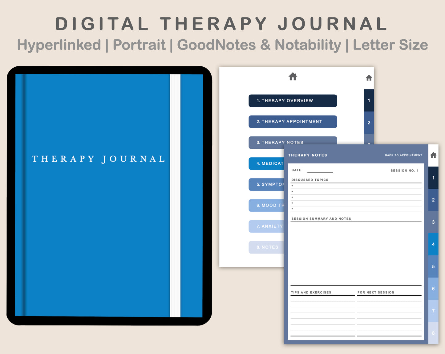 Digital Therapy Journal - Classic Blue