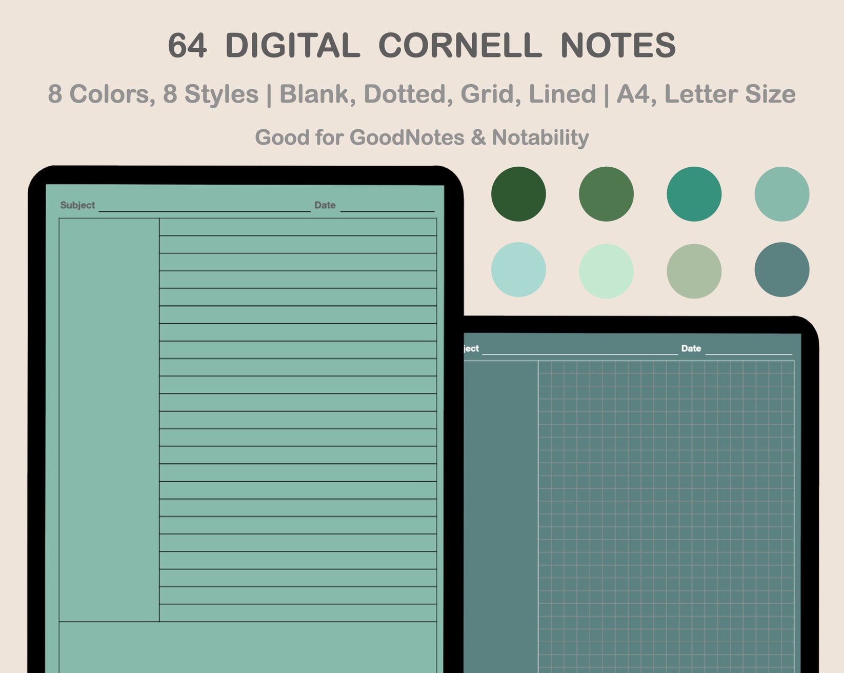 Digital Cornell Notes - Green – kjunstudio