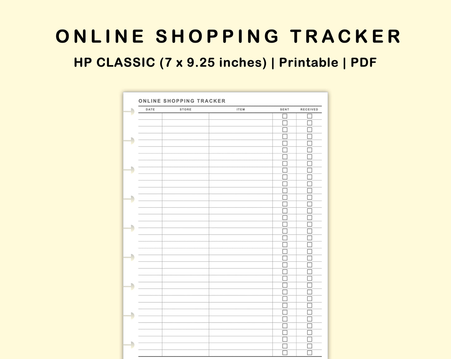 Classic HP Inserts - Online Shopping Tracker