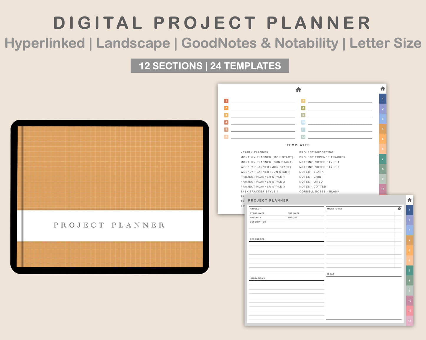 Digital Project Planner - Landscape - Spring