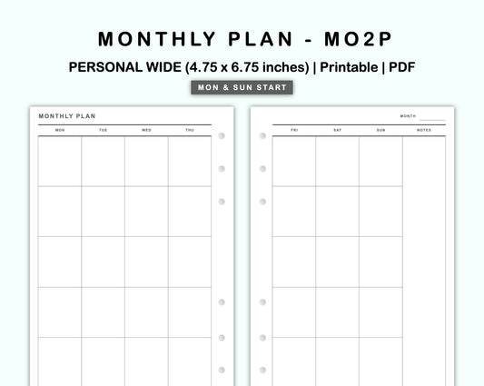 Personal Wide Inserts - Monthly Plan - MO2P