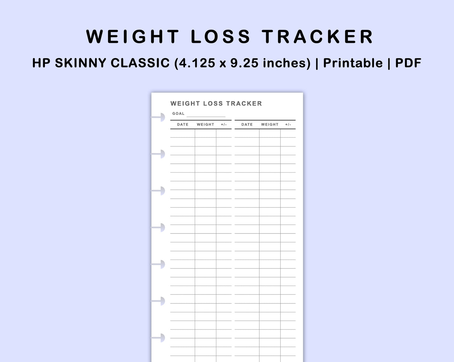 Skinny Classic HP Inserts - Weight Loss Tracker