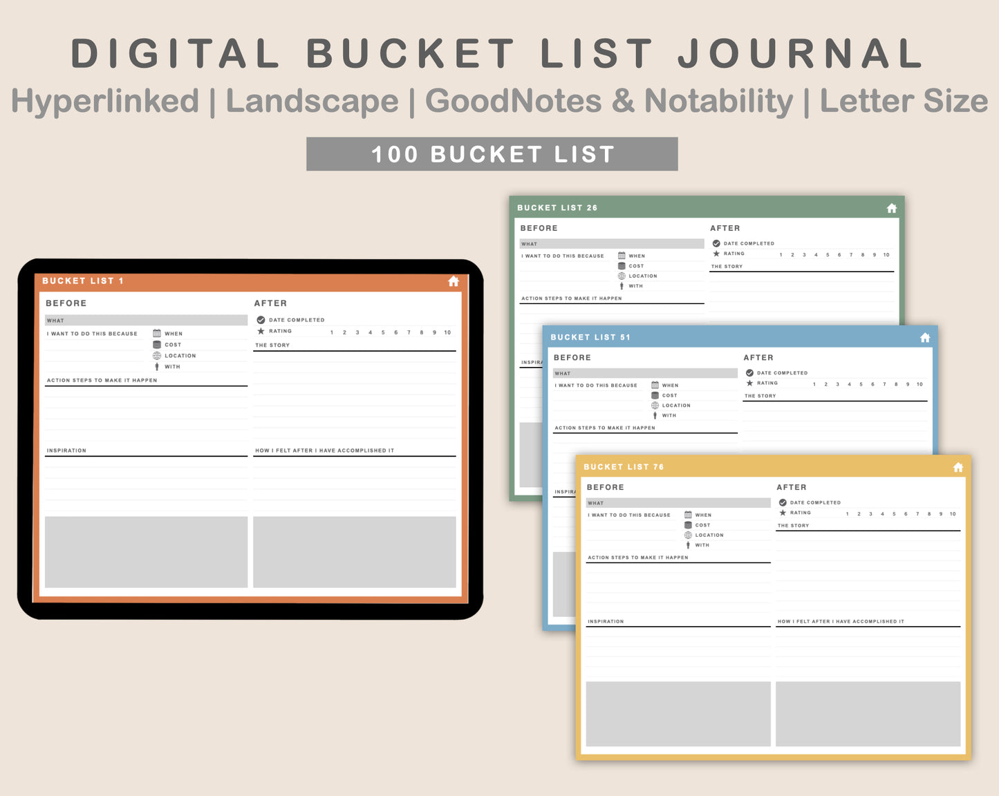 Digital Bucket List Journal - Boho