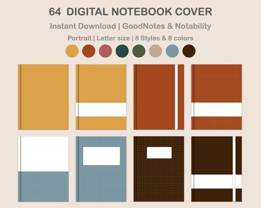 Digital Notebook Cover - Portrait - Retro