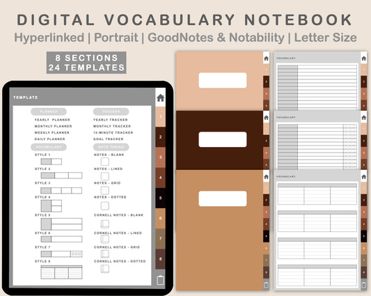 Digital Vocabulary Notebook - Brown Coffee