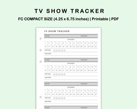 FC Compact Inserts - TV Show Tracker