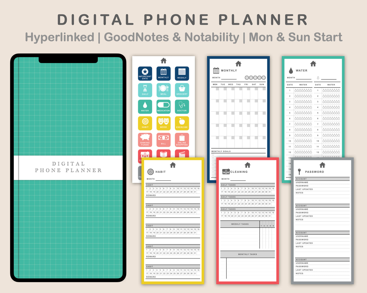 Digital Phone Planner - Colorful
