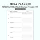 Personal Wide Inserts - Meal Planner with Grocery List
