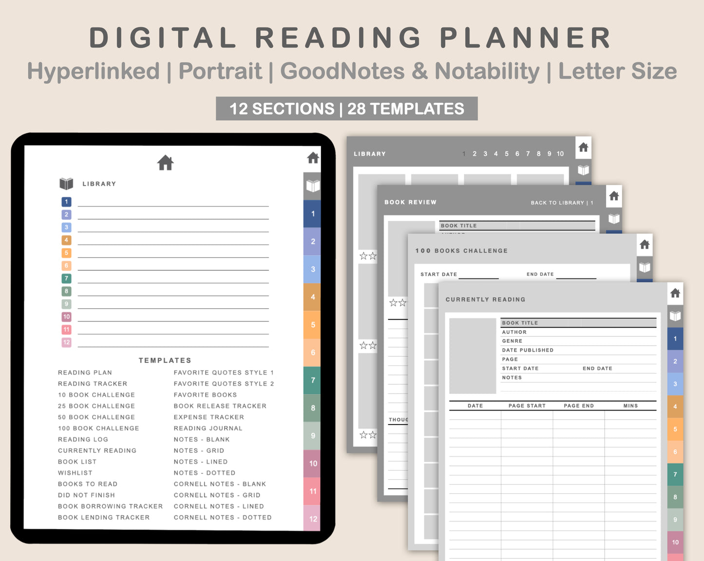 Digital Reading Planner - Portrait - Spring