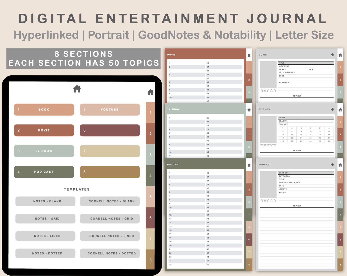 Digital Entertainment Planner - Earthy