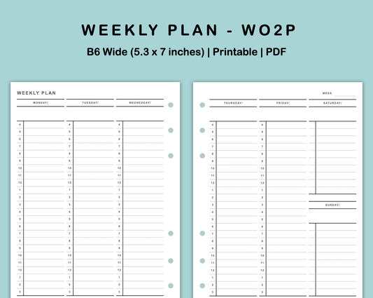 B6 Wide Inserts - Weekly Plan - Vertical