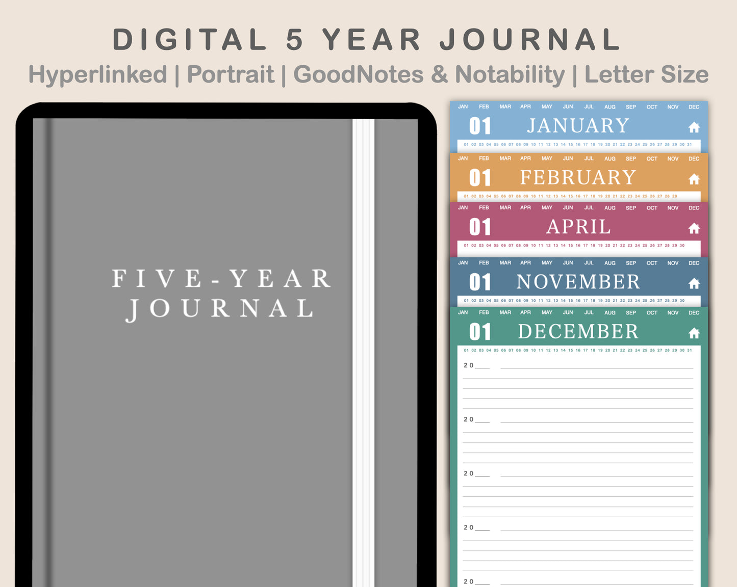 Digital 5 Year Journal - Spring