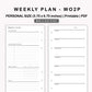 Personal Inserts - Weekly Plan - WO2P - with Habit Tracker