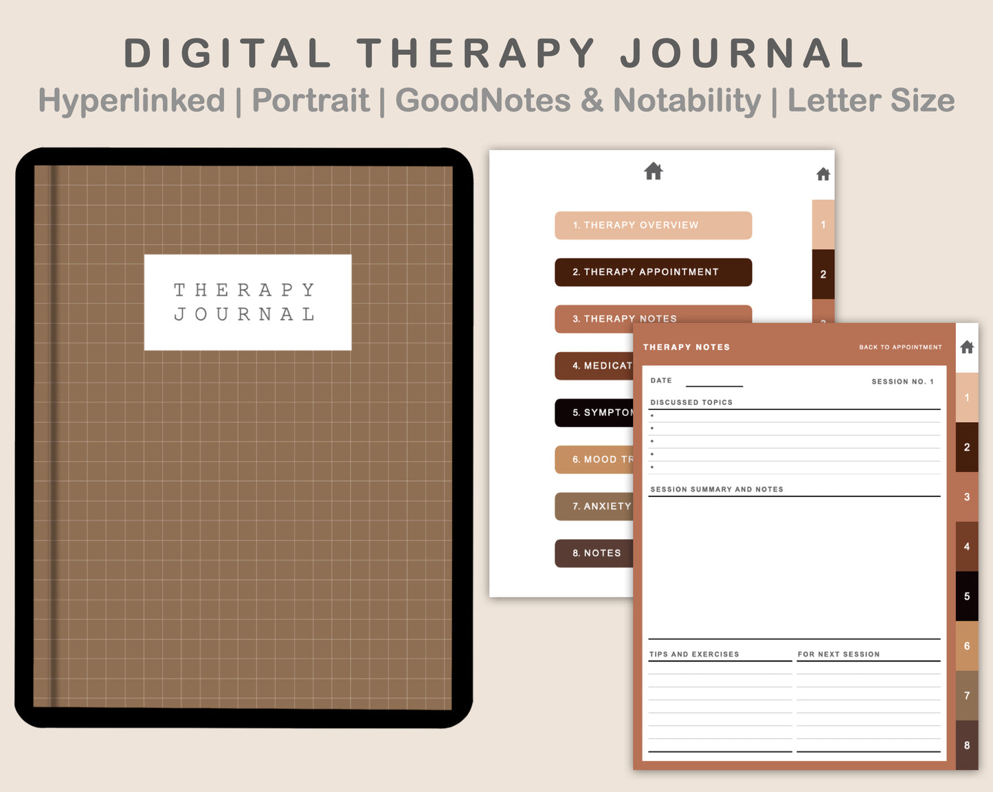 Digital Therapy Journal - Coffee Brown
