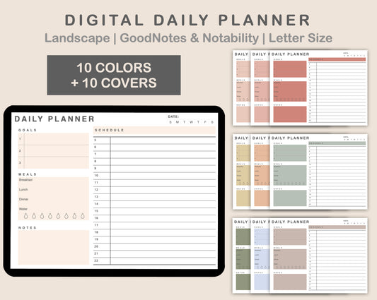 Daily Planner, Meal Planner - Landscape