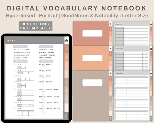 Digital Vocabulary Notebook - Neutral
