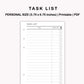 Personal Inserts - Task List