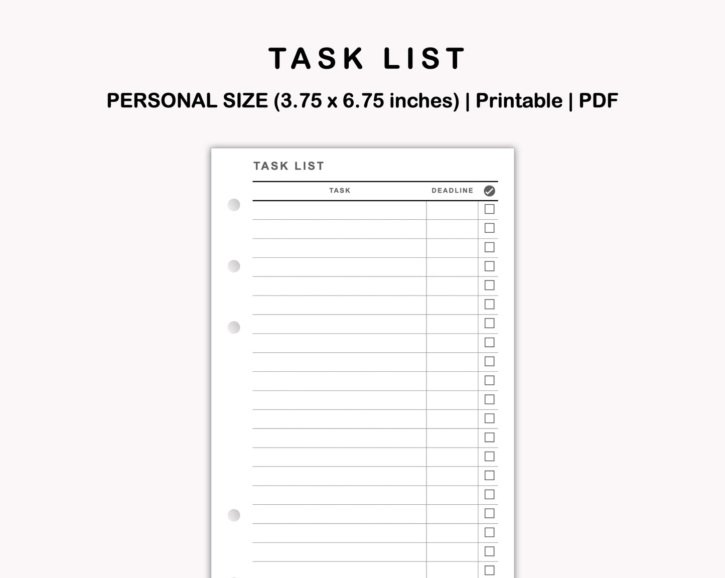 Personal Inserts - Task List