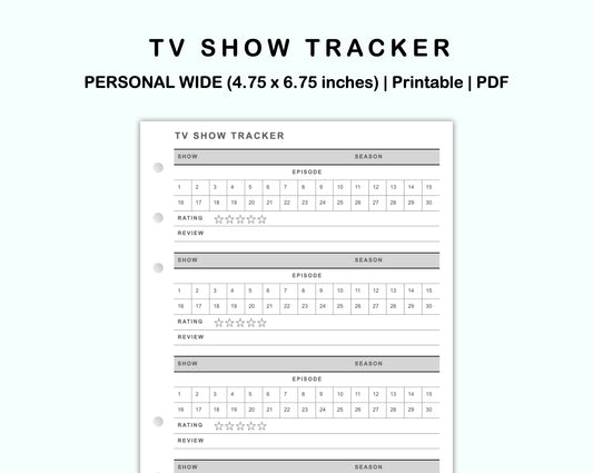 Personal Wide Inserts - TV Show Tracker