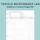 B6 Wide Inserts - Vehicle Maintenance Log