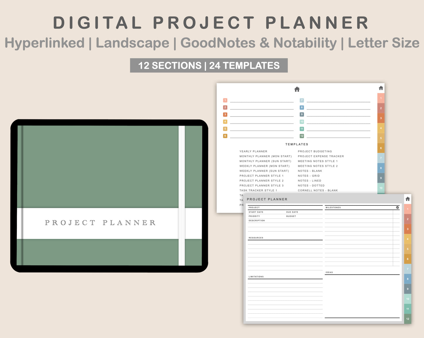 Digital Project Planner - Landscape - Boho