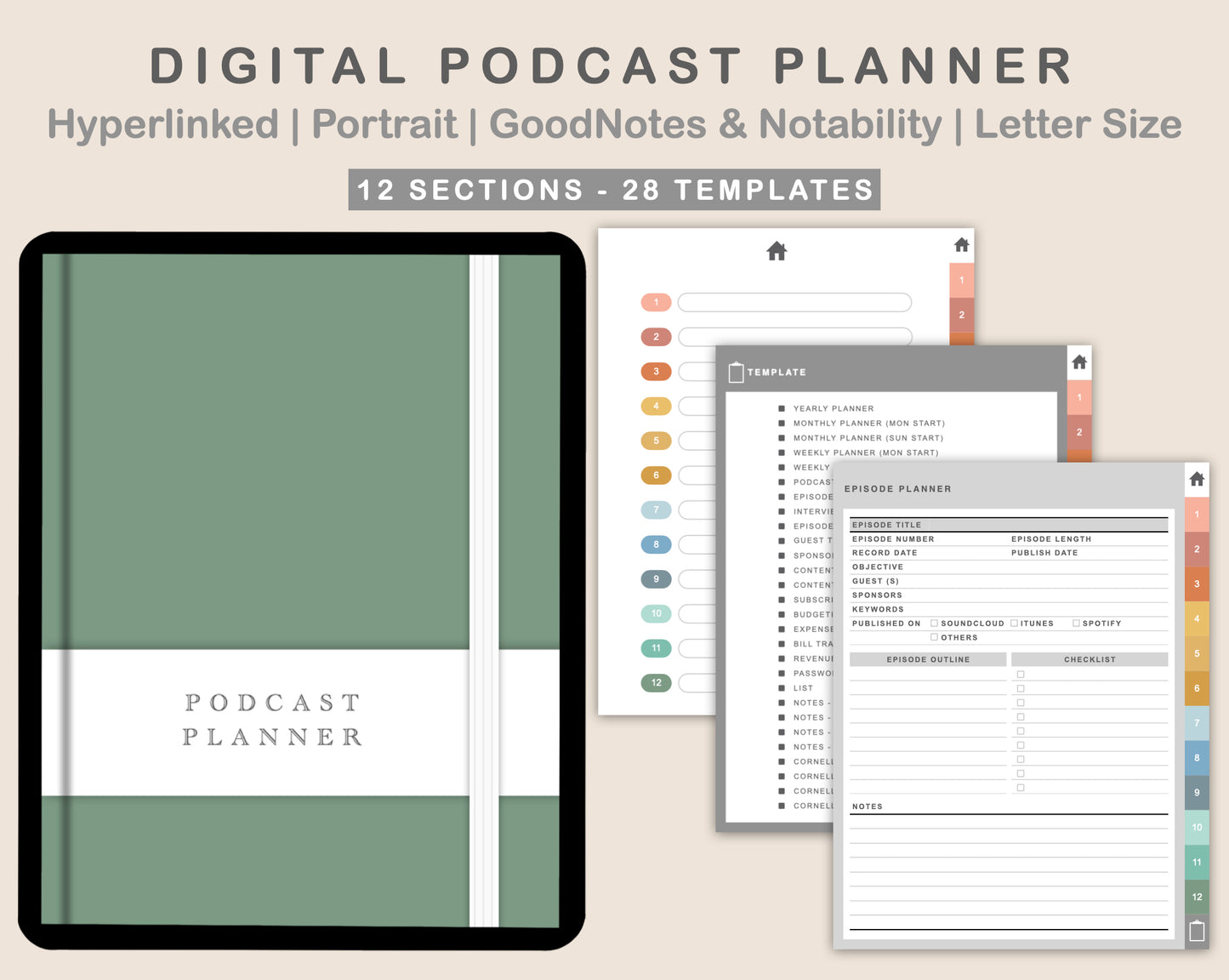 Digital Podcast Planner - Boho