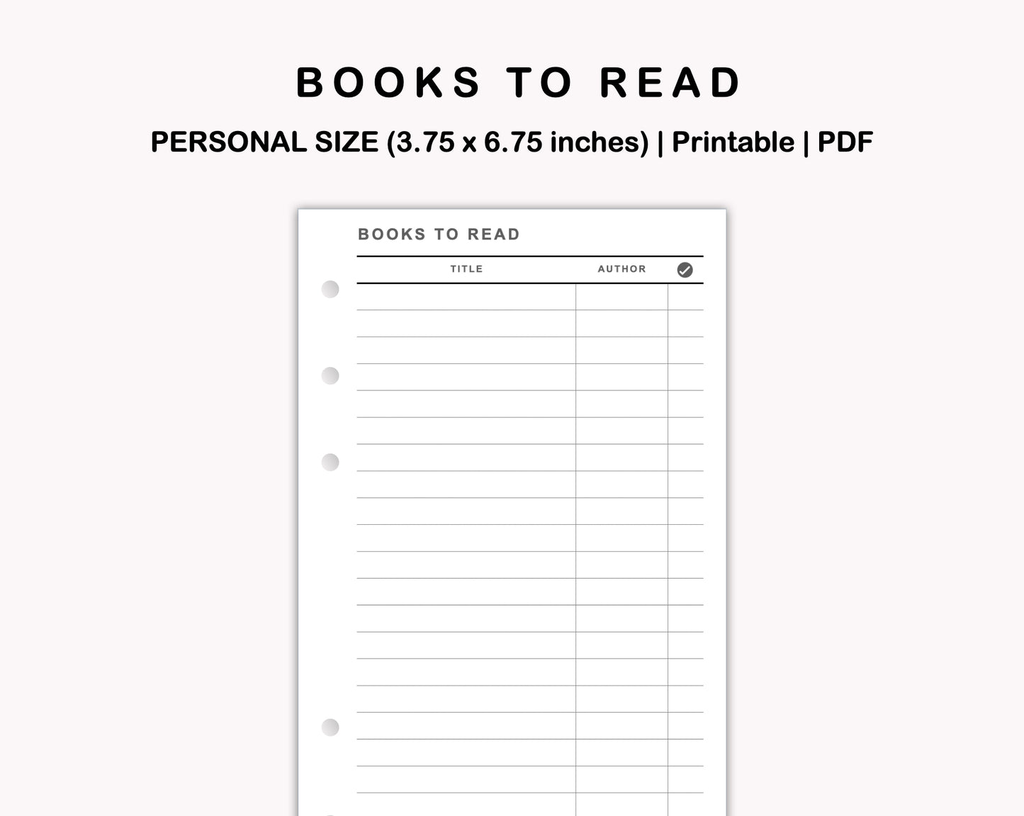 Personal Inserts - Books to read