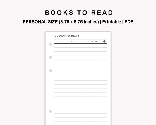 Personal Inserts - Books to read