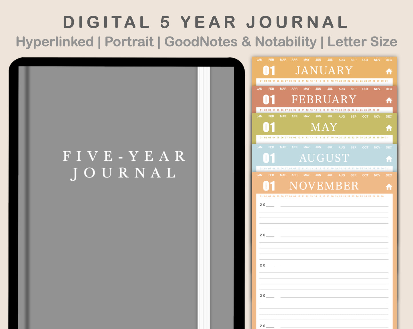 Digital 5 Year Journal - Autumn