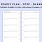 Skinny Classic HP Inserts - Yearly Plan - YO2P - Blank
