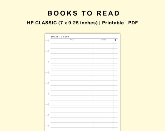 Classic HP Inserts - Books to read