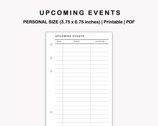 Personal Inserts - Upcoming Event