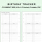 FC Compact Inserts - Birthday Tracker
