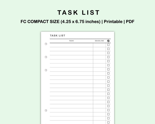 FC Compact Inserts - Task List